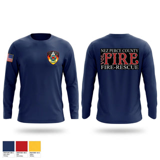 Long Sleeve Performance Shirt, Nez Perce County Fire, Fire Department, Teamtime, Team time, sublimation, custom sports apparel, team uniforms, spirit wear, spiritwear, sports uniforms, custom shirts, team store, custom team store, fundraiser sports, apparel fundraiser