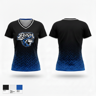 Womens Short Sleeve Vneck Shirt, Detroit Bees, Softball, Teamtime, Team time, sublimation, custom sports apparel, team uniforms, spirit wear, spiritwear, sports uniforms, custom shirts, team store, custom team store, fundraiser sports, apparel fundraiser