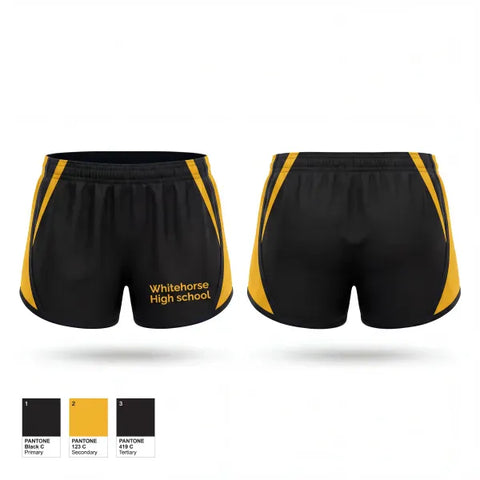 Womens Shorts, Whitehorse High school, Track & Field, Teamtime, Team time, sublimation, custom sports apparel, team uniforms, spirit wear, spiritwear, sports uniforms, custom shirts, team store, custom team store, fundraiser sports, apparel fundraiser