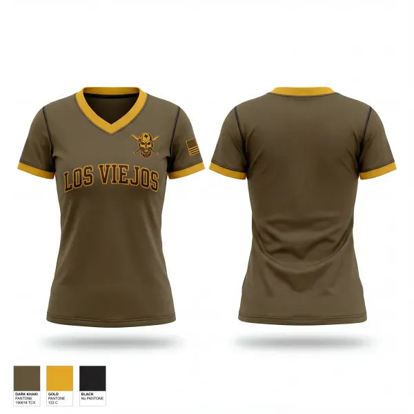 Womens Short Sleeve Vneck Shirt, Los Viejos, Baseball, Teamtime, Team time, sublimation, custom sports apparel, team uniforms, spirit wear, spiritwear, sports uniforms, custom shirts, team store, custom team store, fundraiser sports, apparel fundraiser