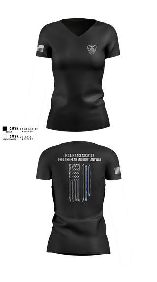 Womens Short Sleeve Vneck Shirt, ECC Law Enforcement Training Academy, Police, Teamtime, Team time, sublimation, custom sports apparel, team uniforms, spirit wear, spiritwear, sports uniforms, custom shirts, team store, custom team store, fundraiser sports, apparel fundraiser