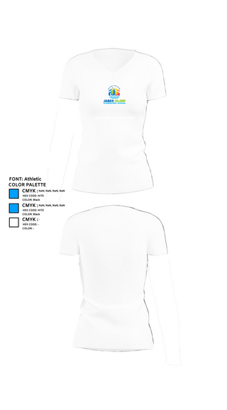 Womens Short Sleeve Vneck Shirt, James Island Elementary School, Spirit Store, Teamtime, Team time, sublimation, custom sports apparel, team uniforms, spirit wear, spiritwear, sports uniforms, custom shirts, team store, custom team store, fundraiser sports, apparel fundraiser