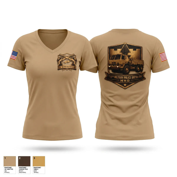 Womens Short Sleeve Vneck Shirt, 118th Military Police Battalion, National Guard, Teamtime, Team time, sublimation, custom sports apparel, team uniforms, spirit wear, spiritwear, sports uniforms, custom shirts, team store, custom team store, fundraiser sports, apparel fundraiser