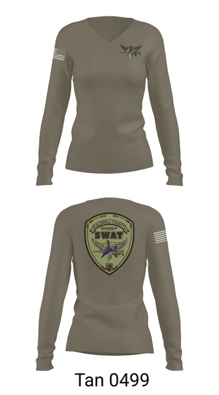 Womens Long Sleeve Vneck Shirt, Caldwell County SWAT, Police, Teamtime, Team time, sublimation, custom sports apparel, team uniforms, spirit wear, spiritwear, sports uniforms, custom shirts, team store, custom team store, fundraiser sports, apparel fundraiser