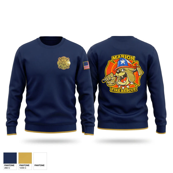 Crew Neck Sweatshirt, Marion Fire Rescue, Fire Department, Teamtime, Team time, sublimation, custom sports apparel, team uniforms, spirit wear, spiritwear, sports uniforms, custom shirts, team store, custom team store, fundraiser sports, apparel fundraiser