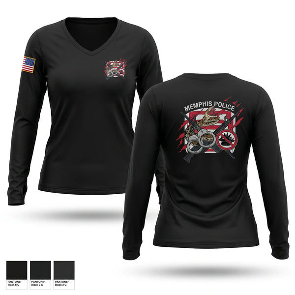 Womens Long Sleeve Vneck Shirt, Memphis Police City Wide Task Force Team Two, Police, Teamtime, Team time, sublimation, custom sports apparel, team uniforms, spirit wear, spiritwear, sports uniforms, custom shirts, team store, custom team store, fundraiser sports, apparel fundraiser