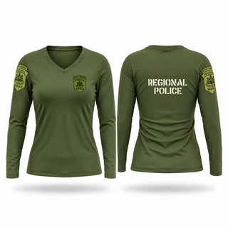 Womens Long Sleeve Vneck Shirt, West Shore Regional Police, Police, Teamtime, Team time, sublimation, custom sports apparel, team uniforms, spirit wear, spiritwear, sports uniforms, custom shirts, team store, custom team store, fundraiser sports, apparel fundraiser