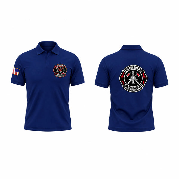 Short Sleeve Performance Polo, Washburn Fire and Rescue, Fire Department, Teamtime, Team time, sublimation, custom sports apparel, team uniforms, spirit wear, spiritwear, sports uniforms, custom shirts, team store, custom team store, fundraiser sports, apparel fundraiser