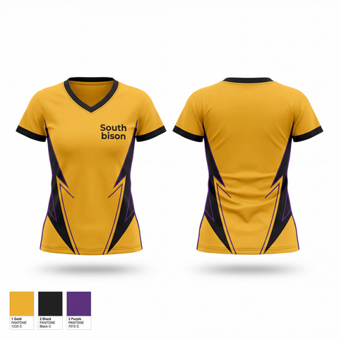 Womens Short Sleeve Vneck Shirt, South bison, Wrestling, Teamtime, Team time, sublimation, custom sports apparel, team uniforms, spirit wear, spiritwear, sports uniforms, custom shirts, team store, custom team store, fundraiser sports, apparel fundraiser