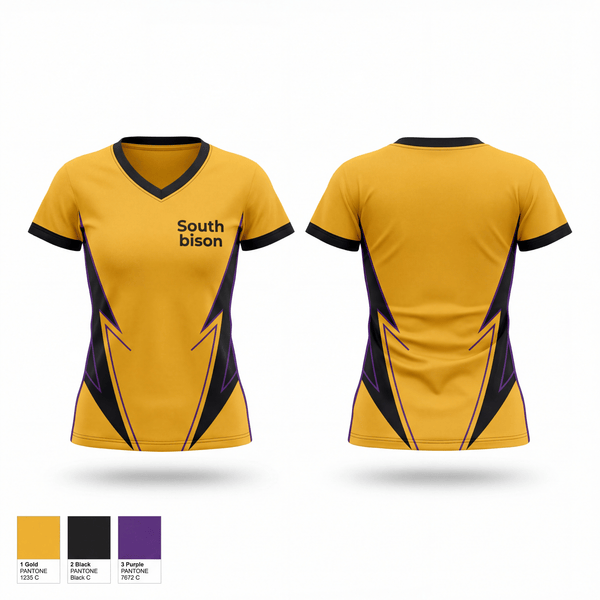 Womens Short Sleeve Vneck Shirt, South bison, Wrestling, Teamtime, Team time, sublimation, custom sports apparel, team uniforms, spirit wear, spiritwear, sports uniforms, custom shirts, team store, custom team store, fundraiser sports, apparel fundraiser