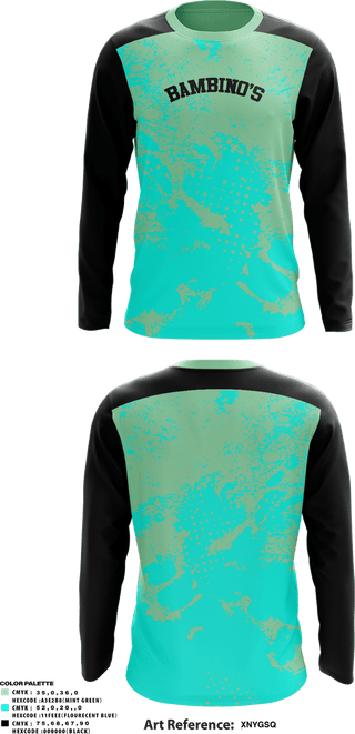 Long Sleeve Performance Shirt, BAMBINO'S, Baseball, Teamtime, Team time, sublimation, custom sports apparel, team uniforms, spirit wear, spiritwear, sports uniforms, custom shirts, team store, custom team store, fundraiser sports, apparel fundraiser