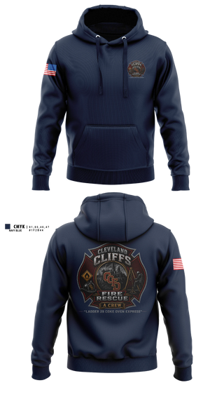 Hoodie, Cleveland Cliffs Fire Department, Fire Department, Teamtime, Team time, sublimation, custom sports apparel, team uniforms, spirit wear, spiritwear, sports uniforms, custom shirts, team store, custom team store, fundraiser sports, apparel fundraiser