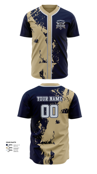 Full Button Baseball Jersey, Georgia Stingerz, Baseball, Teamtime, Team time, sublimation, custom sports apparel, team uniforms, spirit wear, spiritwear, sports uniforms, custom shirts, team store, custom team store, fundraiser sports, apparel fundraiser