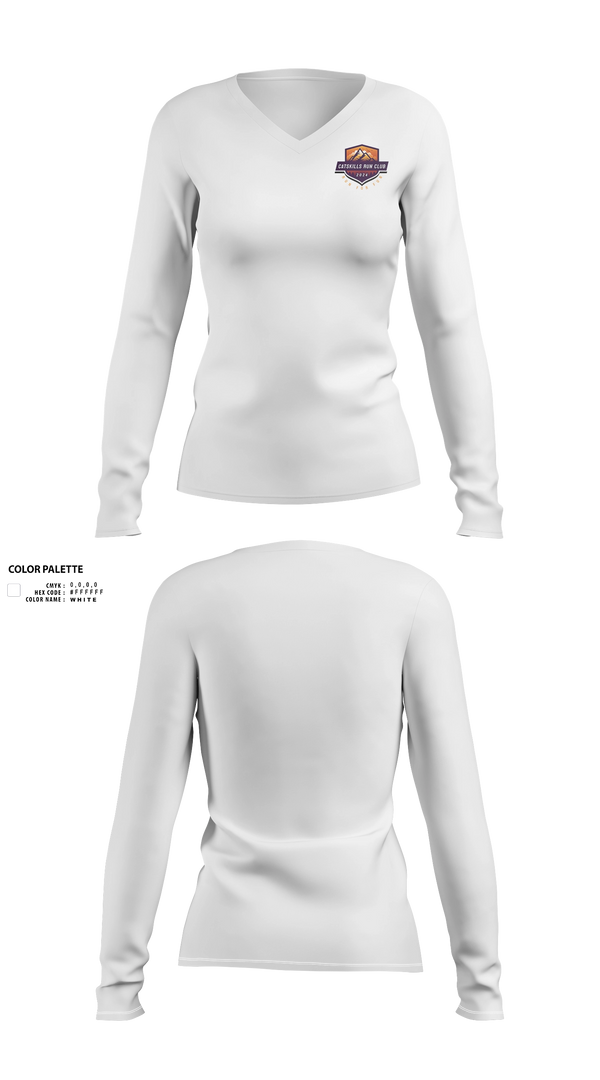 Womens Long Sleeve Vneck Shirt, Catskills Run Club, Cross Country, Teamtime, Team time, sublimation, custom sports apparel, team uniforms, spirit wear, spiritwear, sports uniforms, custom shirts, team store, custom team store, fundraiser sports, apparel fundraiser
