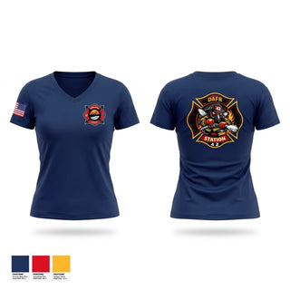 Womens Short Sleeve Vneck Shirt, Dona Ana fire Rescue Station 42, Fire Department, Teamtime, Team time, sublimation, custom sports apparel, team uniforms, spirit wear, spiritwear, sports uniforms, custom shirts, team store, custom team store, fundraiser sports, apparel fundraiser