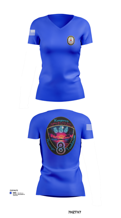 USS Bougainville CPO 89131174 Women's Short Sleeve V-neck Shirt - 103