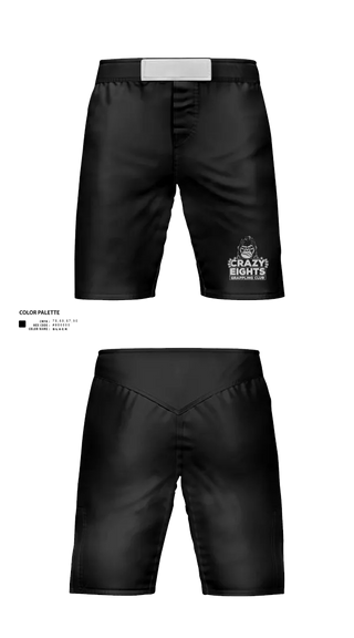 Fight Shorts, Crazy Eights Grappling Club, Wrestling, Teamtime, Team time, sublimation, custom sports apparel, team uniforms, spirit wear, spiritwear, sports uniforms, custom shirts, team store, custom team store, fundraiser sports, apparel fundraiser