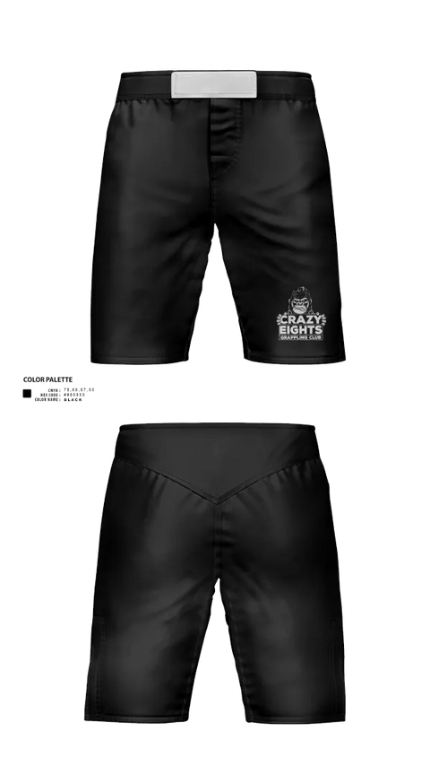 Fight Shorts, Crazy Eights Grappling Club, Wrestling, Teamtime, Team time, sublimation, custom sports apparel, team uniforms, spirit wear, spiritwear, sports uniforms, custom shirts, team store, custom team store, fundraiser sports, apparel fundraiser