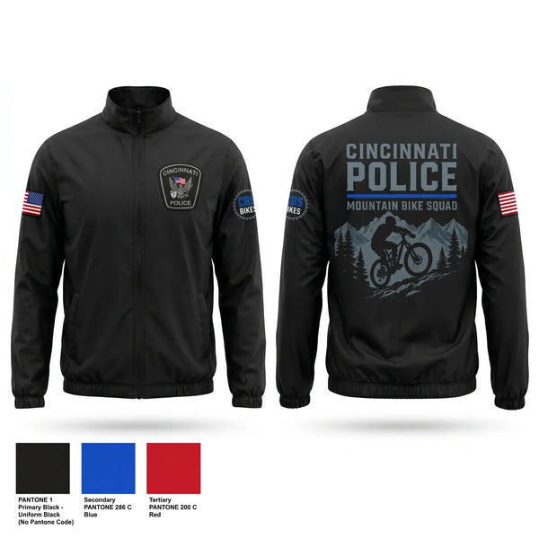 Windbreaker, Cincinnati Police Mountain Bike Squad, Police, Teamtime, Team time, sublimation, custom sports apparel, team uniforms, spirit wear, spiritwear, sports uniforms, custom shirts, team store, custom team store, fundraiser sports, apparel fundraiser