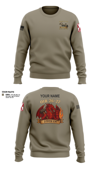 Crew Neck Sweatshirt, Custom, Army, Teamtime, Team time, sublimation, custom sports apparel, team uniforms, spirit wear, spiritwear, sports uniforms, custom shirts, team store, custom team store, fundraiser sports, apparel fundraiser