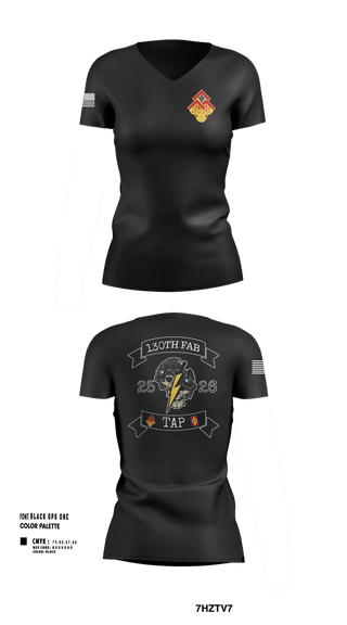Womens Short Sleeve Vneck Shirt, 130th FAB Target Acquisition Platoon, , Teamtime, Team time, sublimation, custom sports apparel, team uniforms, spirit wear, spiritwear, sports uniforms, custom shirts, team store, custom team store, fundraiser sports, apparel fundraiser
