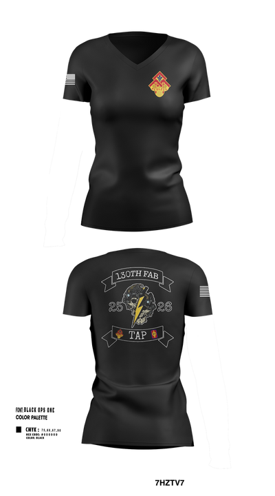 130th FAB Target Acquisition Platoon 22737787 Women's Short Sleeve V-neck Shirt - 103