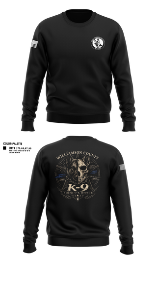 Crew Neck Sweatshirt, Williamson County K-9 Unit, Police, Teamtime, Team time, sublimation, custom sports apparel, team uniforms, spirit wear, spiritwear, sports uniforms, custom shirts, team store, custom team store, fundraiser sports, apparel fundraiser