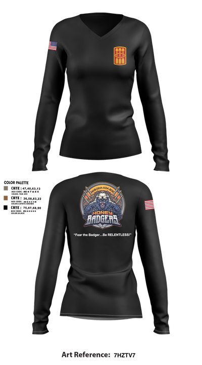 Honey Badgers / 30X 25750949 Women's Long Sleeve V-neck Shirt - 4