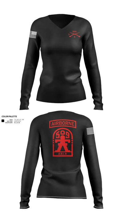3-509th Parachute Infantry BN Able Nation 10459424 Women's Long Sleeve V-neck Shirt - 21