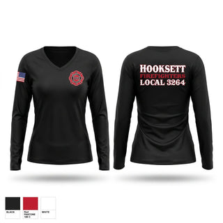 Womens Long Sleeve Vneck Shirt, Hooksett Firefighters Union, Fire Department, Teamtime, Team time, sublimation, custom sports apparel, team uniforms, spirit wear, spiritwear, sports uniforms, custom shirts, team store, custom team store, fundraiser sports, apparel fundraiser