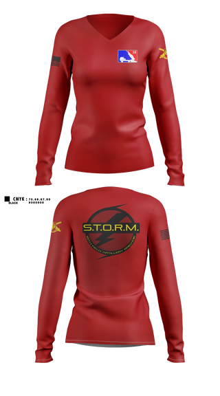 Womens Long Sleeve Vneck Shirt, H2F STORM, Army, Teamtime, Team time, sublimation, custom sports apparel, team uniforms, spirit wear, spiritwear, sports uniforms, custom shirts, team store, custom team store, fundraiser sports, apparel fundraiser