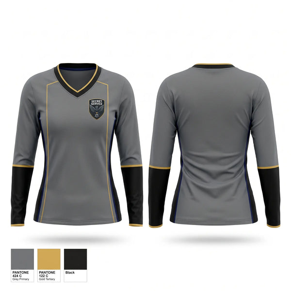 Womens Long Sleeve Vneck Shirt, Secret Service, Men's Soccer, Teamtime, Team time, sublimation, custom sports apparel, team uniforms, spirit wear, spiritwear, sports uniforms, custom shirts, team store, custom team store, fundraiser sports, apparel fundraiser