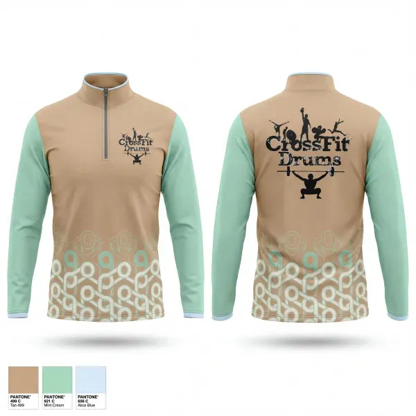 Quarter Zip Jacket, CrossFit Drums, Spirit Store, Teamtime, Team time, sublimation, custom sports apparel, team uniforms, spirit wear, spiritwear, sports uniforms, custom shirts, team store, custom team store, fundraiser sports, apparel fundraiser
