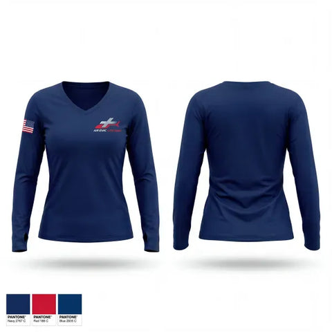 Womens Long Sleeve Vneck Shirt, 16, EMS/EMT, Teamtime, Team time, sublimation, custom sports apparel, team uniforms, spirit wear, spiritwear, sports uniforms, custom shirts, team store, custom team store, fundraiser sports, apparel fundraiser
