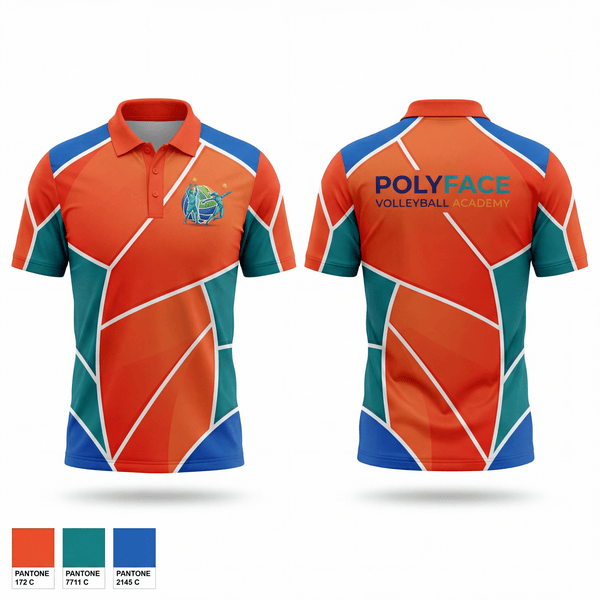 Short Sleeve Performance Polo, PolyFace Volleyball Academy, Women's Volleyball, Teamtime, Team time, sublimation, custom sports apparel, team uniforms, spirit wear, spiritwear, sports uniforms, custom shirts, team store, custom team store, fundraiser sports, apparel fundraiser