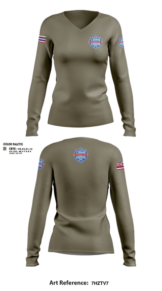 Womens Long Sleeve Vneck Shirt, CrimeStoppers Honolulu, Police, Teamtime, Team time, sublimation, custom sports apparel, team uniforms, spirit wear, spiritwear, sports uniforms, custom shirts, team store, custom team store, fundraiser sports, apparel fundraiser