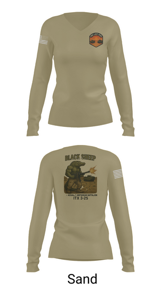 Womens Long Sleeve Vneck Shirt, 4th Assault Amphibian Battalion, Company B, , Teamtime, Team time, sublimation, custom sports apparel, team uniforms, spirit wear, spiritwear, sports uniforms, custom shirts, team store, custom team store, fundraiser sports, apparel fundraiser