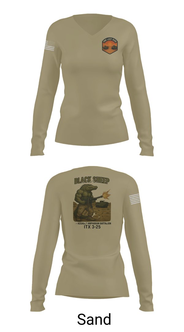 Womens Long Sleeve Vneck Shirt, 4th Assault Amphibian Battalion, Company B, , Teamtime, Team time, sublimation, custom sports apparel, team uniforms, spirit wear, spiritwear, sports uniforms, custom shirts, team store, custom team store, fundraiser sports, apparel fundraiser