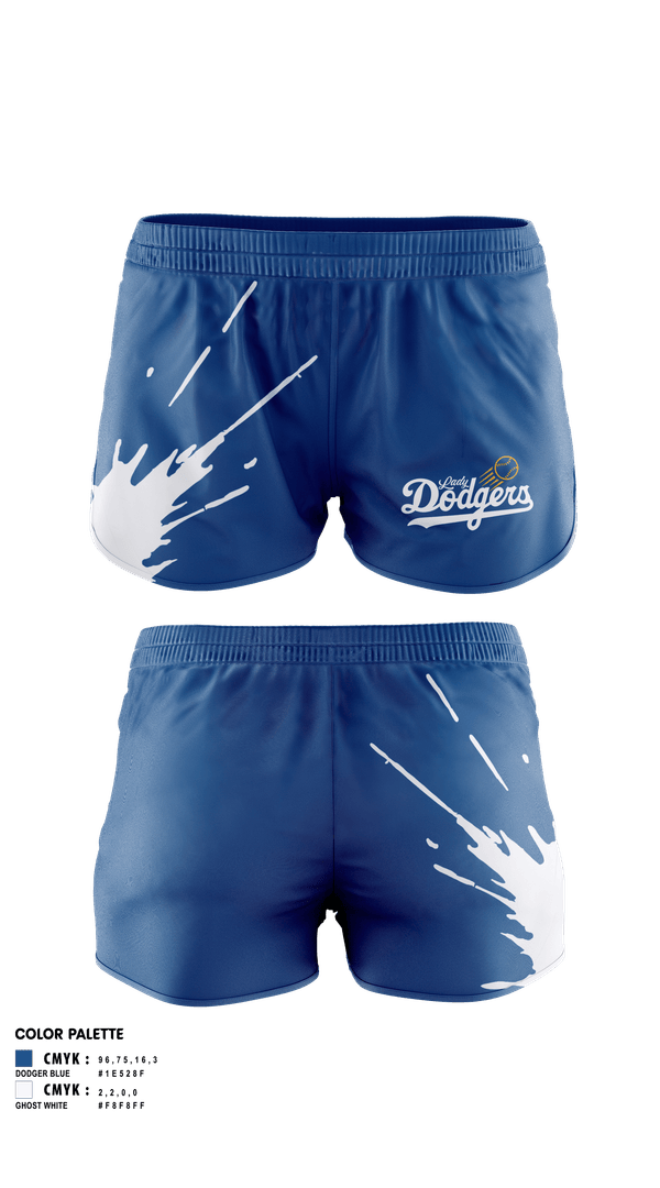 Womens Shorts, Lady Dodgers, Softball, Teamtime, Team time, sublimation, custom sports apparel, team uniforms, spirit wear, spiritwear, sports uniforms, custom shirts, team store, custom team store, fundraiser sports, apparel fundraiser