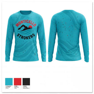 Long Sleeve Performance Shirt, Monticello Strokers Swim Team, Swimming, Teamtime, Team time, sublimation, custom sports apparel, team uniforms, spirit wear, spiritwear, sports uniforms, custom shirts, team store, custom team store, fundraiser sports, apparel fundraiser