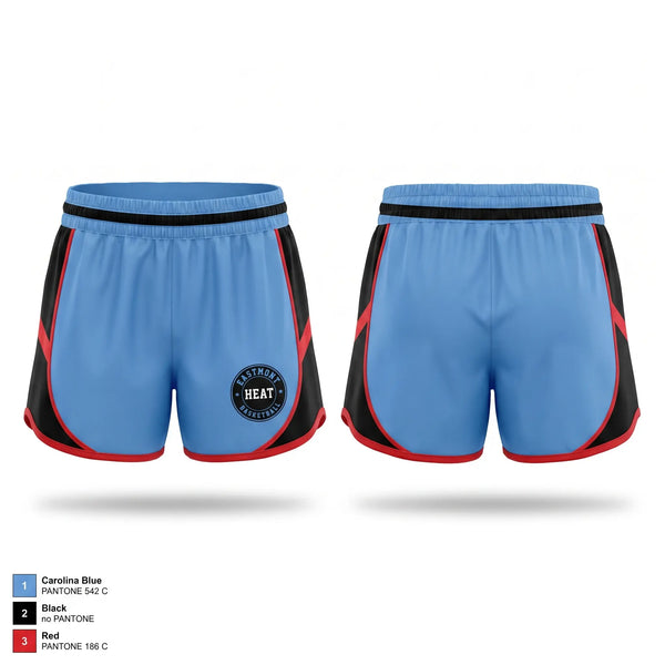 Womens Shorts, Eastmont HEAT, Men's Basketball, Teamtime, Team time, sublimation, custom sports apparel, team uniforms, spirit wear, spiritwear, sports uniforms, custom shirts, team store, custom team store, fundraiser sports, apparel fundraiser