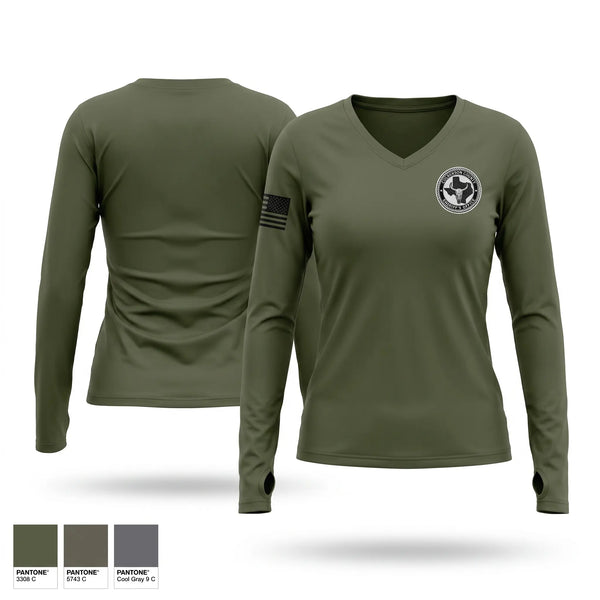Womens Long Sleeve Vneck Shirt, Culberson County Sheriff’s Office, Police, Teamtime, Team time, sublimation, custom sports apparel, team uniforms, spirit wear, spiritwear, sports uniforms, custom shirts, team store, custom team store, fundraiser sports, apparel fundraiser