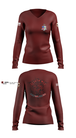 Womens Long Sleeve Vneck Shirt, 7236 Medical Support Unit, Army, Teamtime, Team time, sublimation, custom sports apparel, team uniforms, spirit wear, spiritwear, sports uniforms, custom shirts, team store, custom team store, fundraiser sports, apparel fundraiser