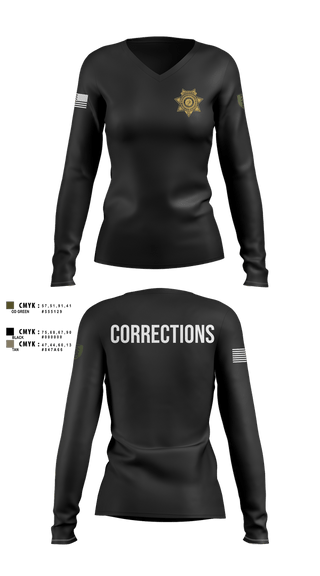 Womens Long Sleeve Vneck Shirt, Whitman County Sheriff's Office Corrections, Police, Teamtime, Team time, sublimation, custom sports apparel, team uniforms, spirit wear, spiritwear, sports uniforms, custom shirts, team store, custom team store, fundraiser sports, apparel fundraiser