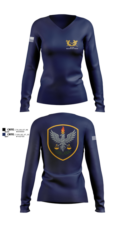 US Army Special Victims’ Counsel 25692350 Women's Long Sleeve V-neck Shirt - 4