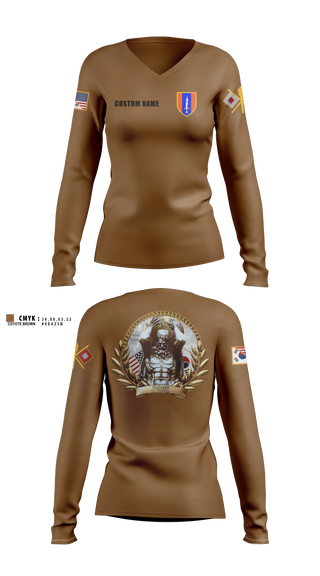 Womens Long Sleeve Vneck Shirt, Alpha Company 304th ESB-E, Army, Teamtime, Team time, sublimation, custom sports apparel, team uniforms, spirit wear, spiritwear, sports uniforms, custom shirts, team store, custom team store, fundraiser sports, apparel fundraiser