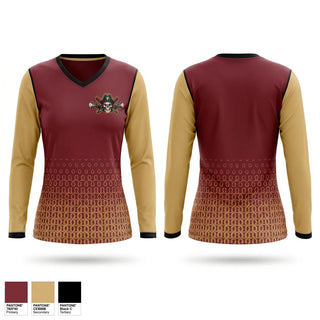Womens Long Sleeve Vneck Shirt, Port City Pirates, Baseball, Teamtime, Team time, sublimation, custom sports apparel, team uniforms, spirit wear, spiritwear, sports uniforms, custom shirts, team store, custom team store, fundraiser sports, apparel fundraiser