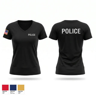 Womens Short Sleeve Vneck Shirt, McGregor Police Department, Police, Teamtime, Team time, sublimation, custom sports apparel, team uniforms, spirit wear, spiritwear, sports uniforms, custom shirts, team store, custom team store, fundraiser sports, apparel fundraiser