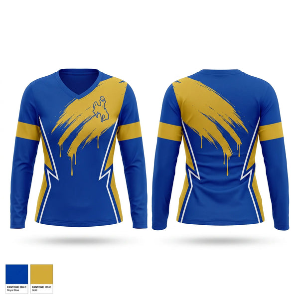 Womens Long Sleeve Vneck Shirt, Vaqueros, Spirit Store, Teamtime, Team time, sublimation, custom sports apparel, team uniforms, spirit wear, spiritwear, sports uniforms, custom shirts, team store, custom team store, fundraiser sports, apparel fundraiser