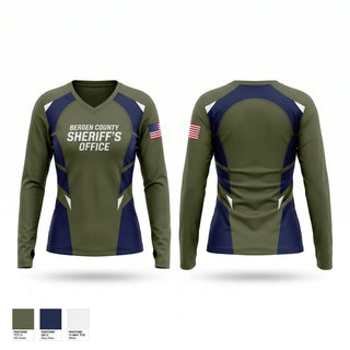 Womens Long Sleeve Vneck Shirt, Bergen County Sheriffs Office, Police, Teamtime, Team time, sublimation, custom sports apparel, team uniforms, spirit wear, spiritwear, sports uniforms, custom shirts, team store, custom team store, fundraiser sports, apparel fundraiser